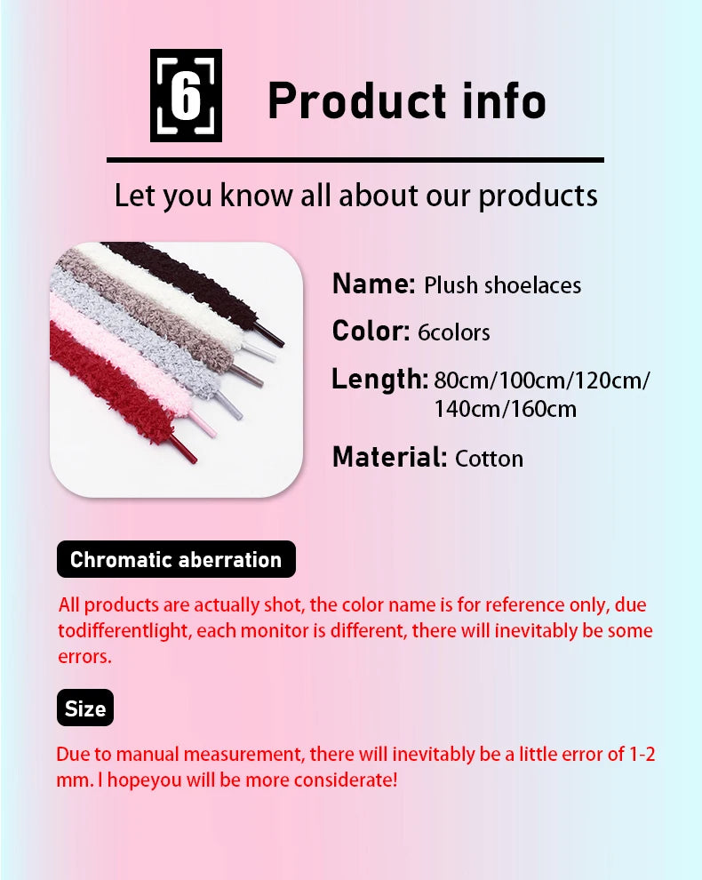 Fashion round plush laces Quality 1cm wide Sneakers Flats Casual laces Shoe accessories 80 /100 /120 /140 /160 Laces 1Pair Pi-Mart