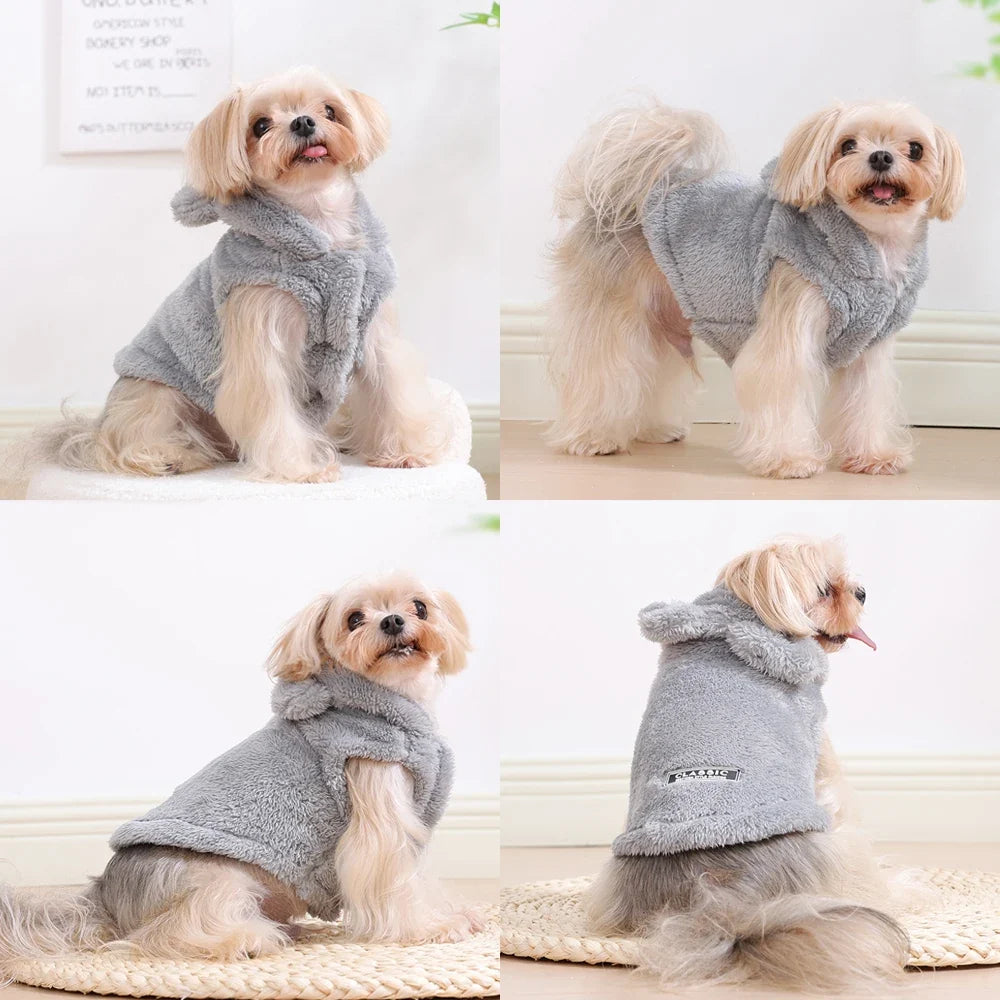 Soft Fleece Pet Dog Clothes Cute Hoodie Coat For Small Medium Dogs Cats Autumn Winter Puppy Hooded Jacket Sweater Pug Apparel LadyShow.Store