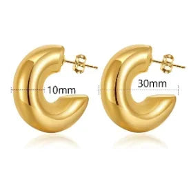 Shiny Zircon Hoop Earrings for Women Trendy Golden Stainless Steel Circle Earring Jewelry Pendientes Pi-Mart