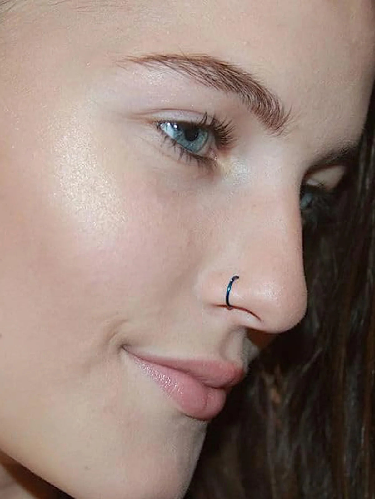 New Curved Barbells Fake Nose Piercing D Shaped Tragus Helix Stud Earring Hoop Septum Stainless Steel Ring Nostril Body Jewelry Pi-Mart