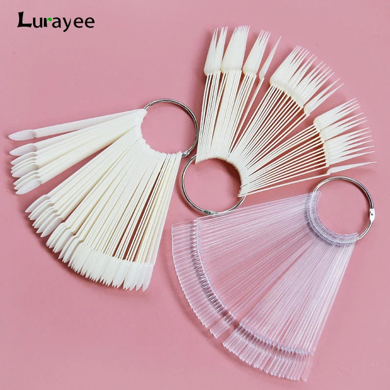 80/50/20pcs Nail Display Sticks Nail Swatch False Nail Tips Nail Gel Polish Practice Clear Display Board for Nail Art Tools Tri Light Beauty