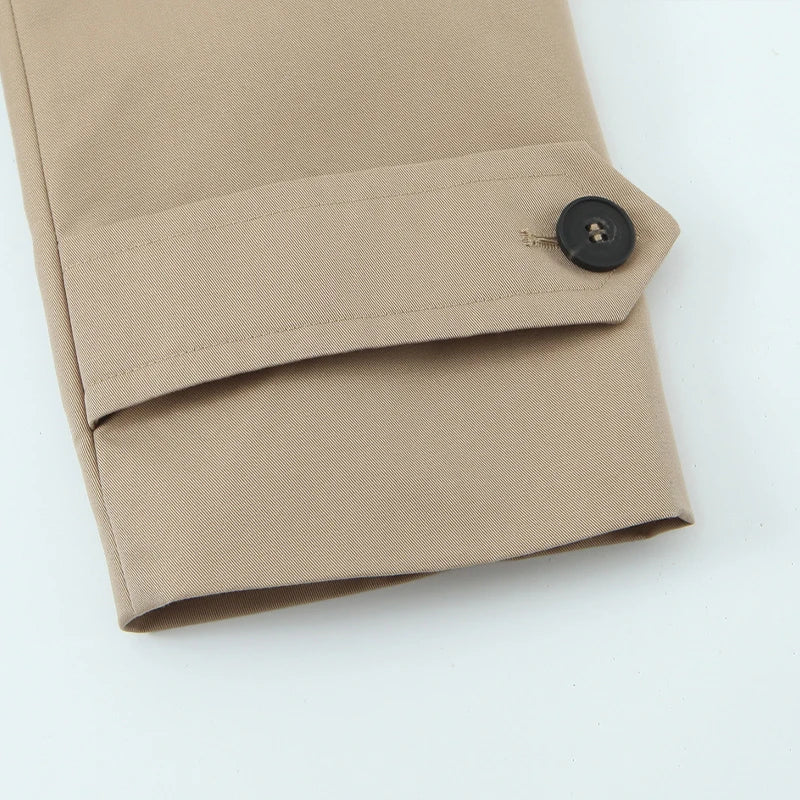 Willshela Women Fashion Khaki Double Breasted Short Trench Jacket Vintage Notched Neck Long Sleeve Female Chic Lady Coat Outfits LadyShow.Store