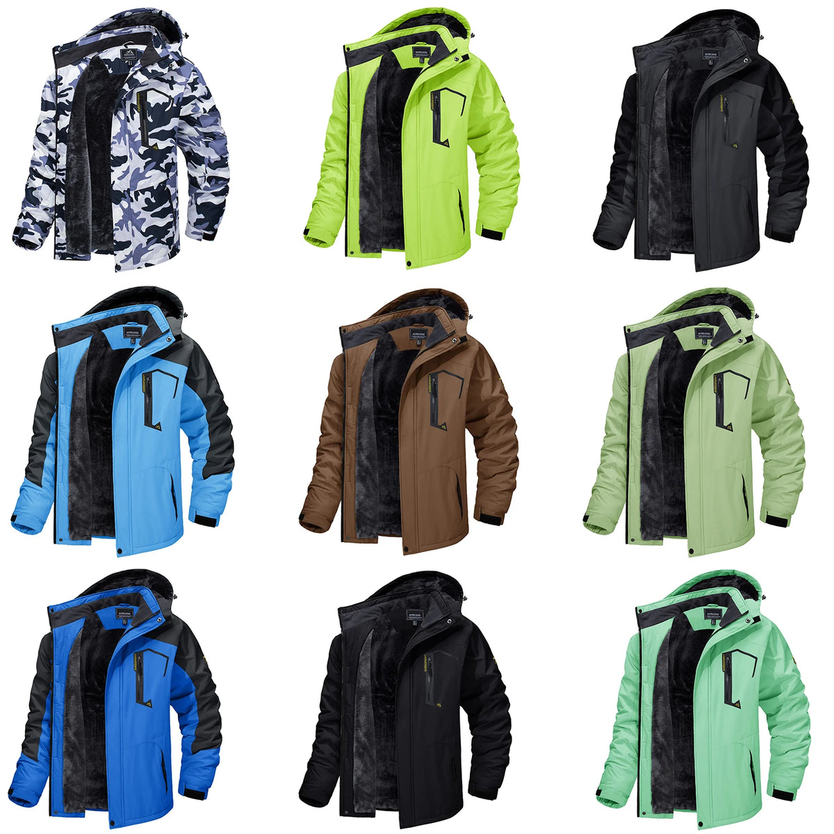 TACVASEN Fleece Lining Mountain Jackets Mens Hiking Jackets Outdoor Removable Hooded Coats Ski Snowboard Parka Winter Outwear Pi-Mart