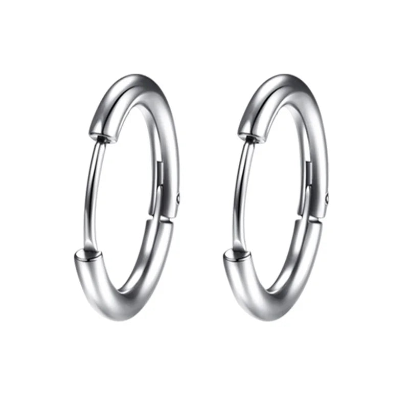 1 Pair Women/Man Stainless Steel Small Hoops Earring Piercing Ear Cartilage Tragus Simple Thin Circle Anti-allergic Ear Buckle Pi-Mart