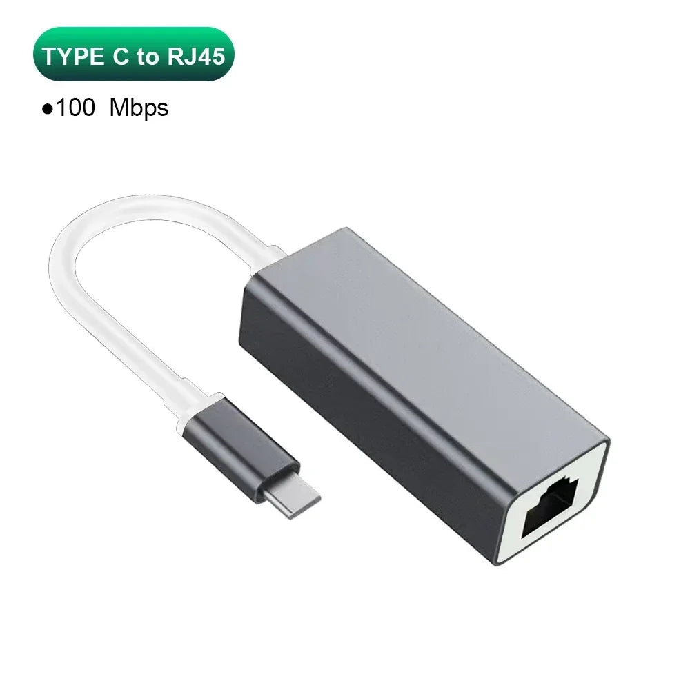USB Type C Ethernet Adapter 1000Mbps USB 3.0 RJ45 Network Card For MacBook PC Windows XP 7 8 10 Android USB Lan Internet Cable Pi-Mart