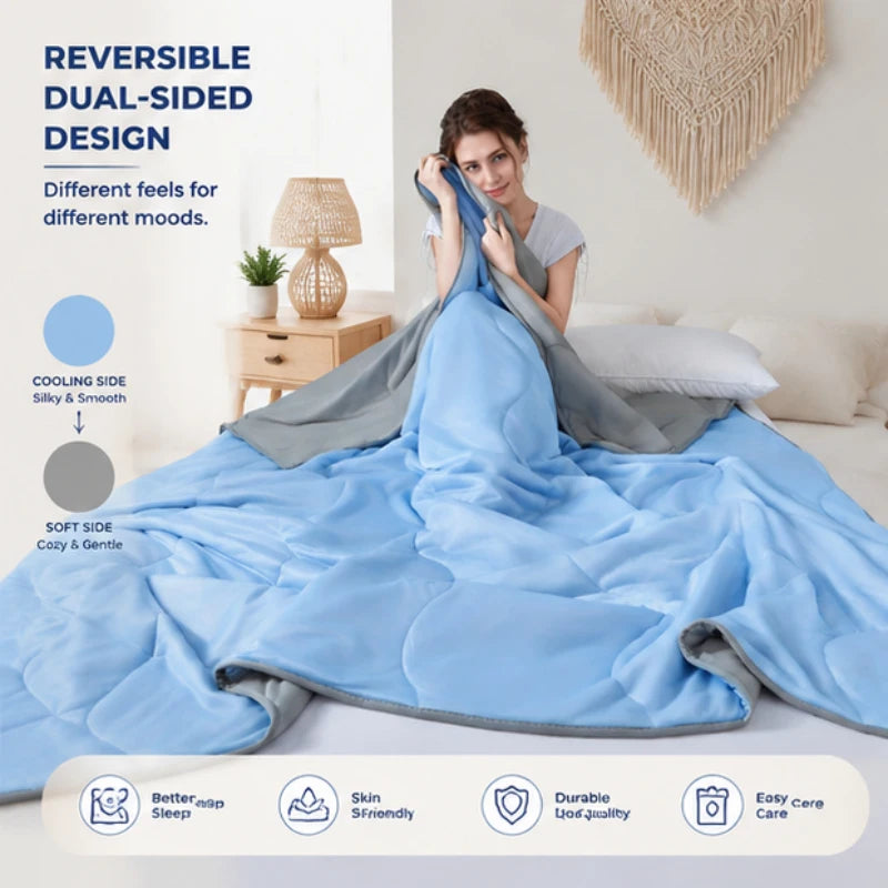 Breathable Cooling Summer Duvet Solid Color Lightweight Soft Cool Touch Comforter Quilt For Bedroom Indoor AC Daily Sleep Pi-Mart
