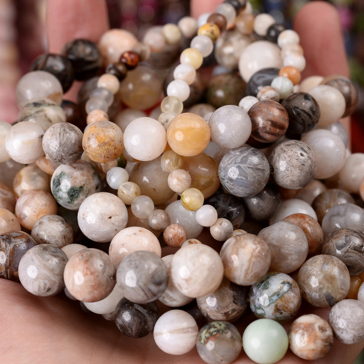 Natural Stone Beads Lava Jaspers Tiger Eye Quartz Agates Round Loose Beads for Jewelry Making DIY Bracelet Accessories 4-12MM Pi-Mart