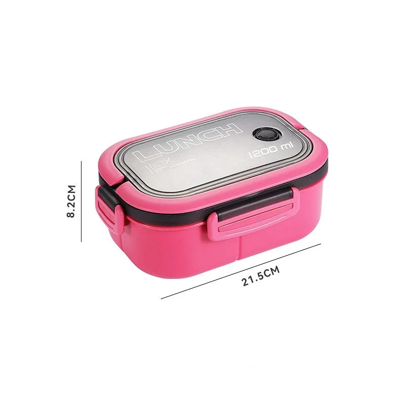 1200ML 2 Layer Bento Lunch Box With Spoon Fork, Kid High Capacity Microwae Food Containers Portable Leakproof Office Camping LadyShow.Store