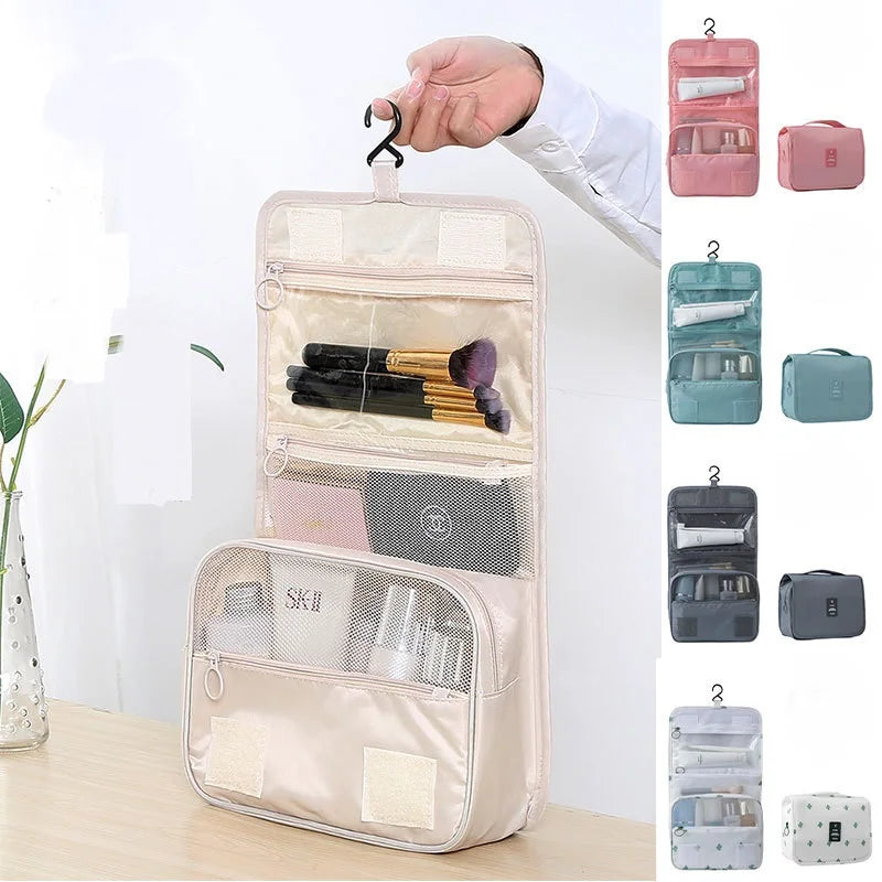 Travel Hanging Makeup Bag Large Capacity Portable Hand-held Storage Wash Bag with Simple Hook for Cosmetic Organization Pi-Mart
