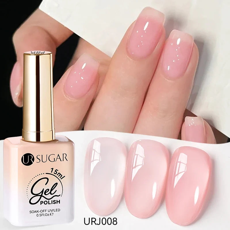 UR SUGAR 15ml Jelly Milky White Translucent Color Gel Polish Semi Permanent UV Gel Nail Art Soak Off Gel Varnish Latest Fashion Tri Light Beauty
