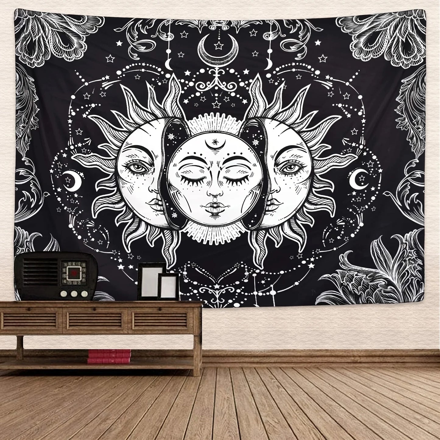 1pcS75*58cm Sun Moon Horoscope Divination Printed Tapestry Home DecorTapestry Wall Decor Pi-Mart