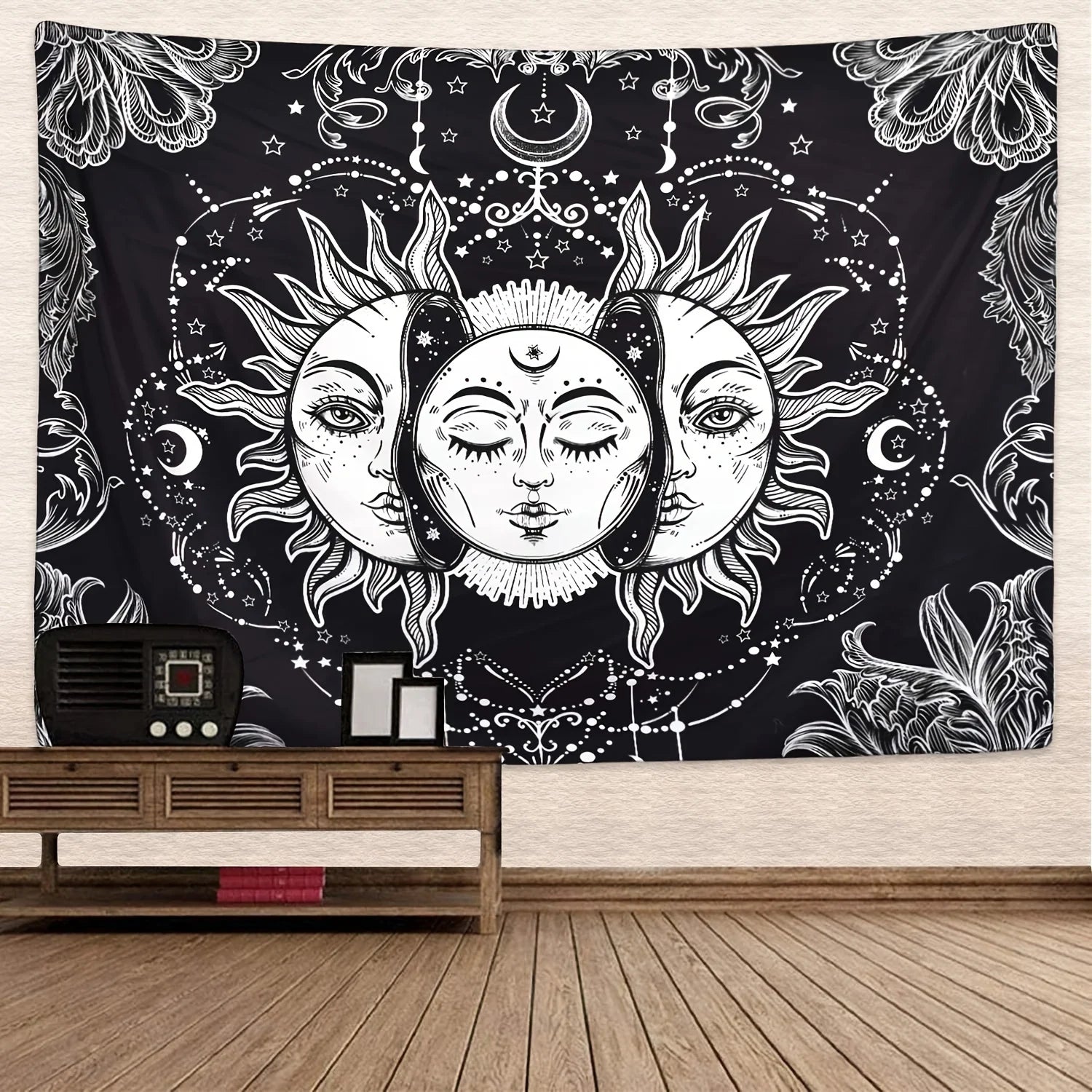 1pcS75*58cm Sun Moon Horoscope Divination Printed Tapestry Home DecorTapestry Wall Decor Pi-Mart
