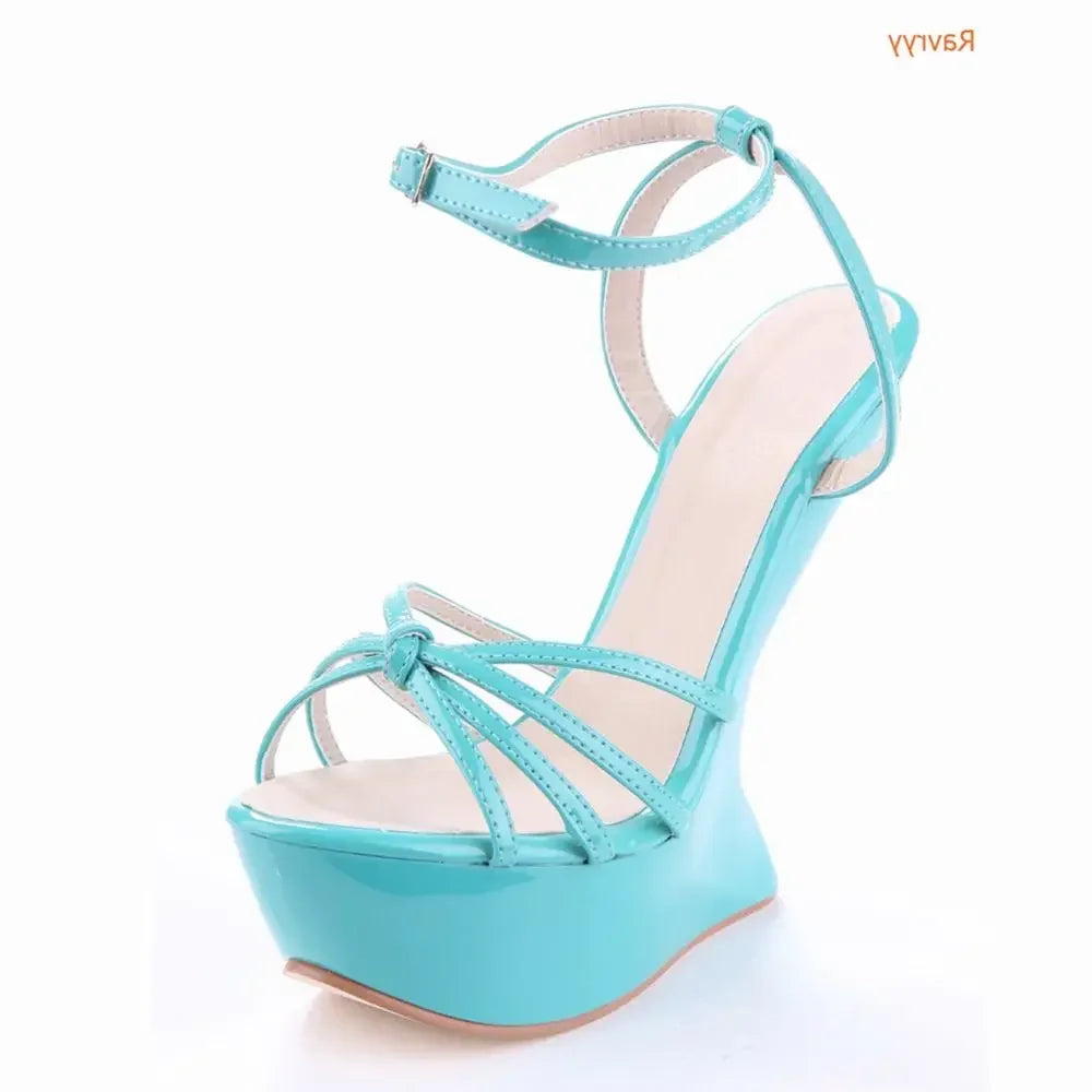 Strange Style Heel Women Novelty Shoes Metallic Leather Fashion High Heels Slingback T-Tied Mixed Color Summer Sandals LadyShow.Store