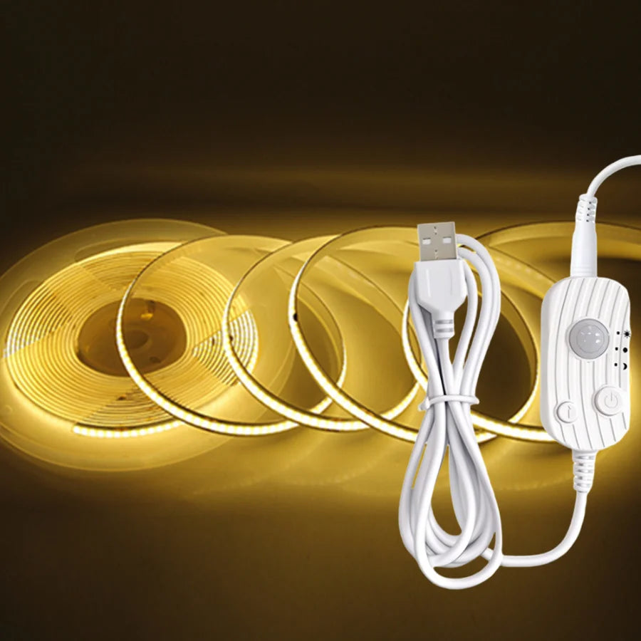 PIR Induction Dimmable 5V USB Adjustable COB Light Strip Motion Sensor Night Light Bathroom, Bedroom, Bed TV Lighting Decoration Pi-Mart