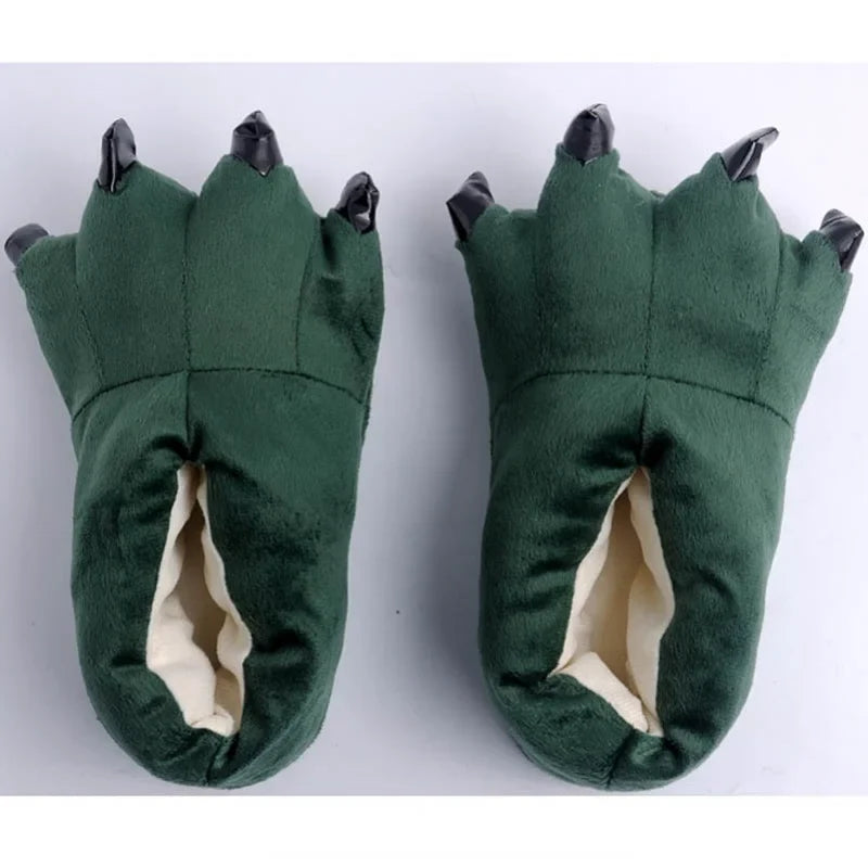 Winter Warm Soft Indoor Floor Slippers Women Men Shoes Paw Funny Animal Christmas Monster Dinosaur Claw Plush Home Random Lining LadyShow.Store