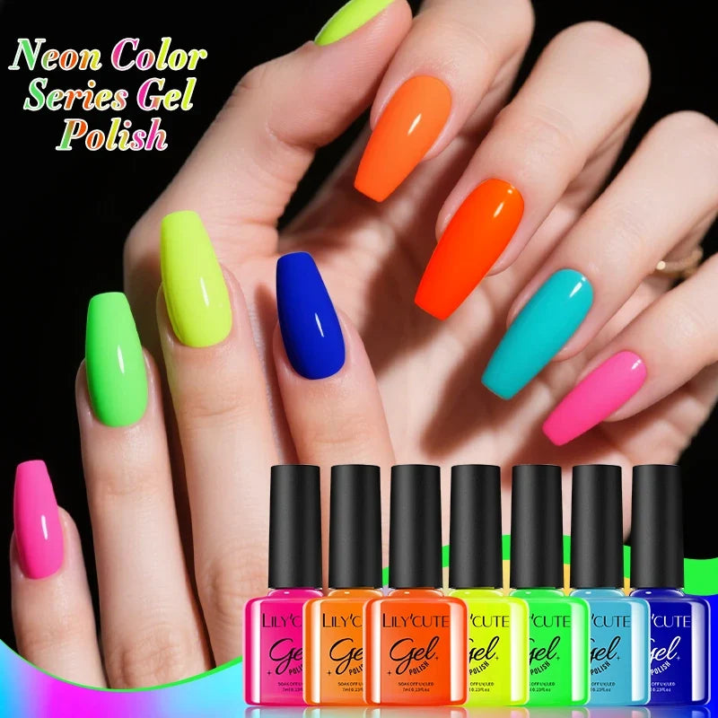 LILYCUTE 6Pcs/set 7ml Coffee Series Gel Nail Polish Kit 125 Colors Manicure Semi Permanent Soak Off UV Nail Art Gel Varnish Tri Light Beauty