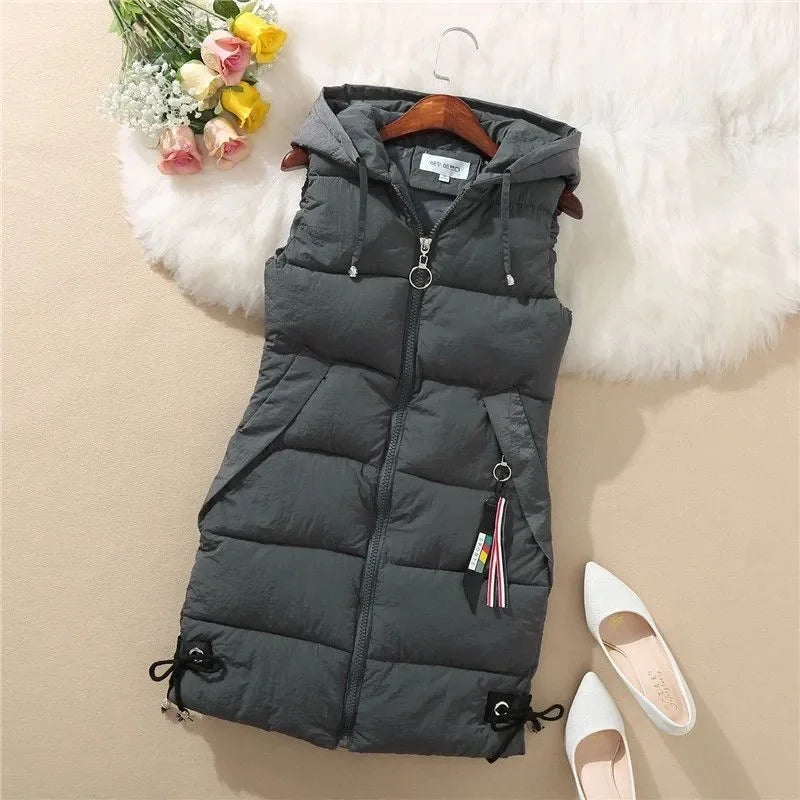 2023 New Autumn Women Vest Winter Puffer Parkas Coat Casual Pocket Hooded Waistcoat Female Sleeveless Jacket  Outerwear LadyShow.Store
