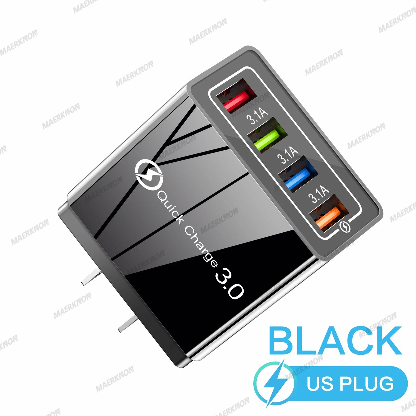 3A USB Charger 4 Ports USB Quick Charge 3.0 EU US Plug For iPhone Samsung Xiaomi Poco Fast Charging Mobile Phone Charger Adapter Pi-Mart