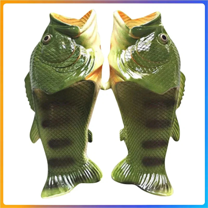 2025 Funny Slippers For Women Couple Shoes Family Shoes Parent-Child Sandals Large Size 32-46 Summer Beach Shoes Fish Slippers LadyShow.Store