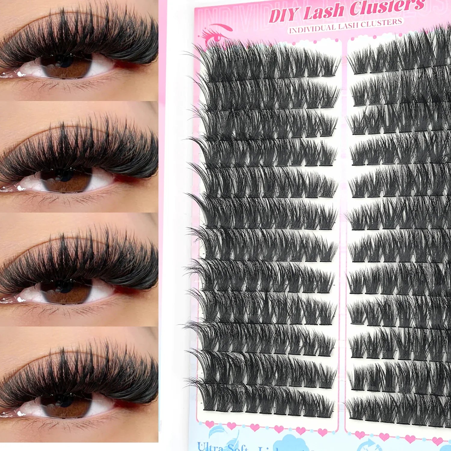False Eyelashes Natural Wispy Individual Cluster Lashes Easy to Apply Soft & Lightweight Reusable for Daily Makeup LadyShow.Store