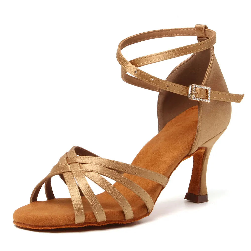 Latin Dance Shoes Women Suede Soles Tango Indood Dancing Shoes Cuban Heels Party High Heel Ballroom Dance Shoes Wholesale LadyShow.Store