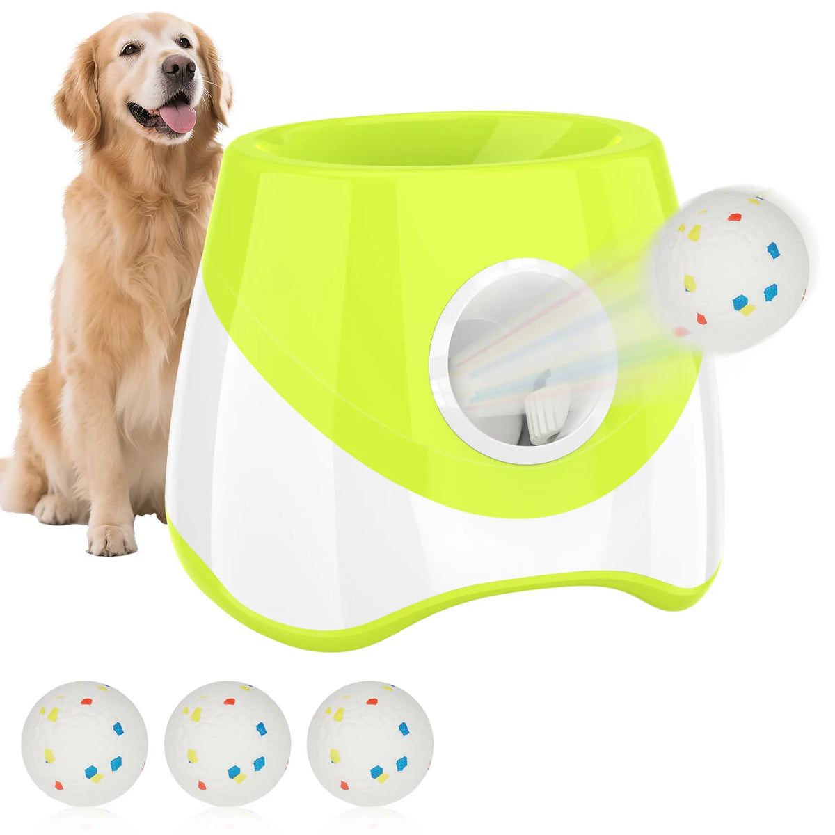 Mini Automatic Dog Ball Launcher 3m/6m/9m,USB Charging Interactive Pet Toy with 3 Tennis Balls for Puppy Indoor Outdoor Exercise Pi-Mart