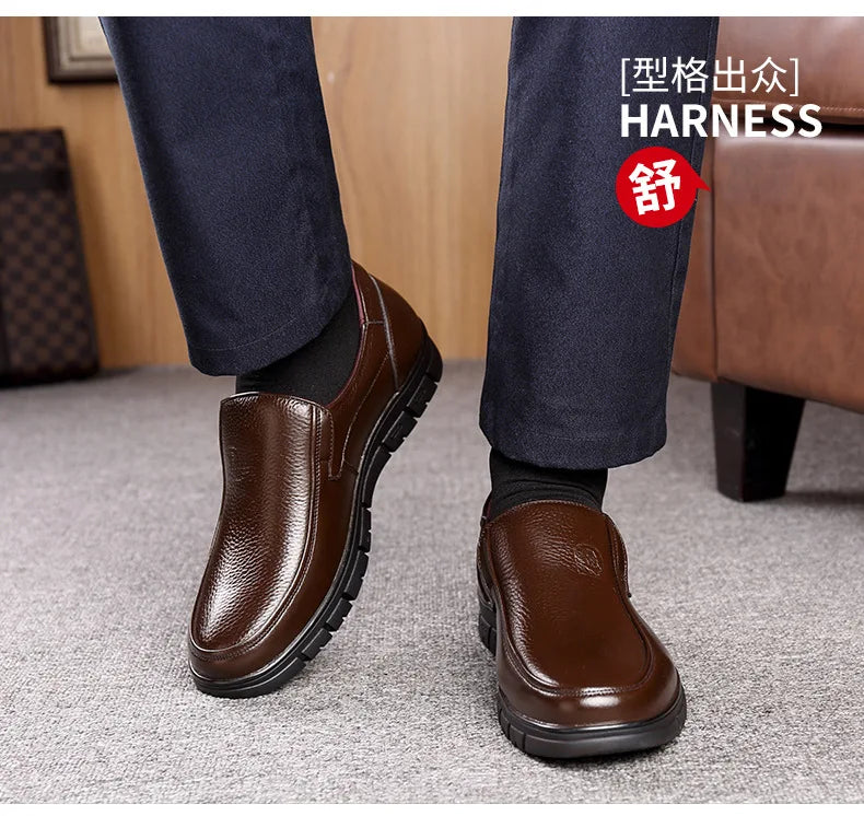 Summer New Men Leather Shoes soft soled Casual Flat Shoes Outdoor Walking shoes Comfort fashion soft leather shoes Loafers Pi-Mart