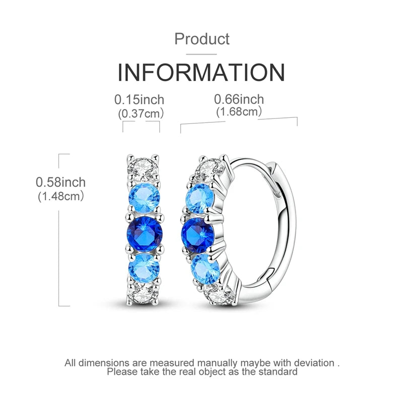 925 Sterling Silver Hoop Earring For Woman Night Sky Blue Purple Gemstone Original Earrings Fashion Jewelry Gift Pi-Mart