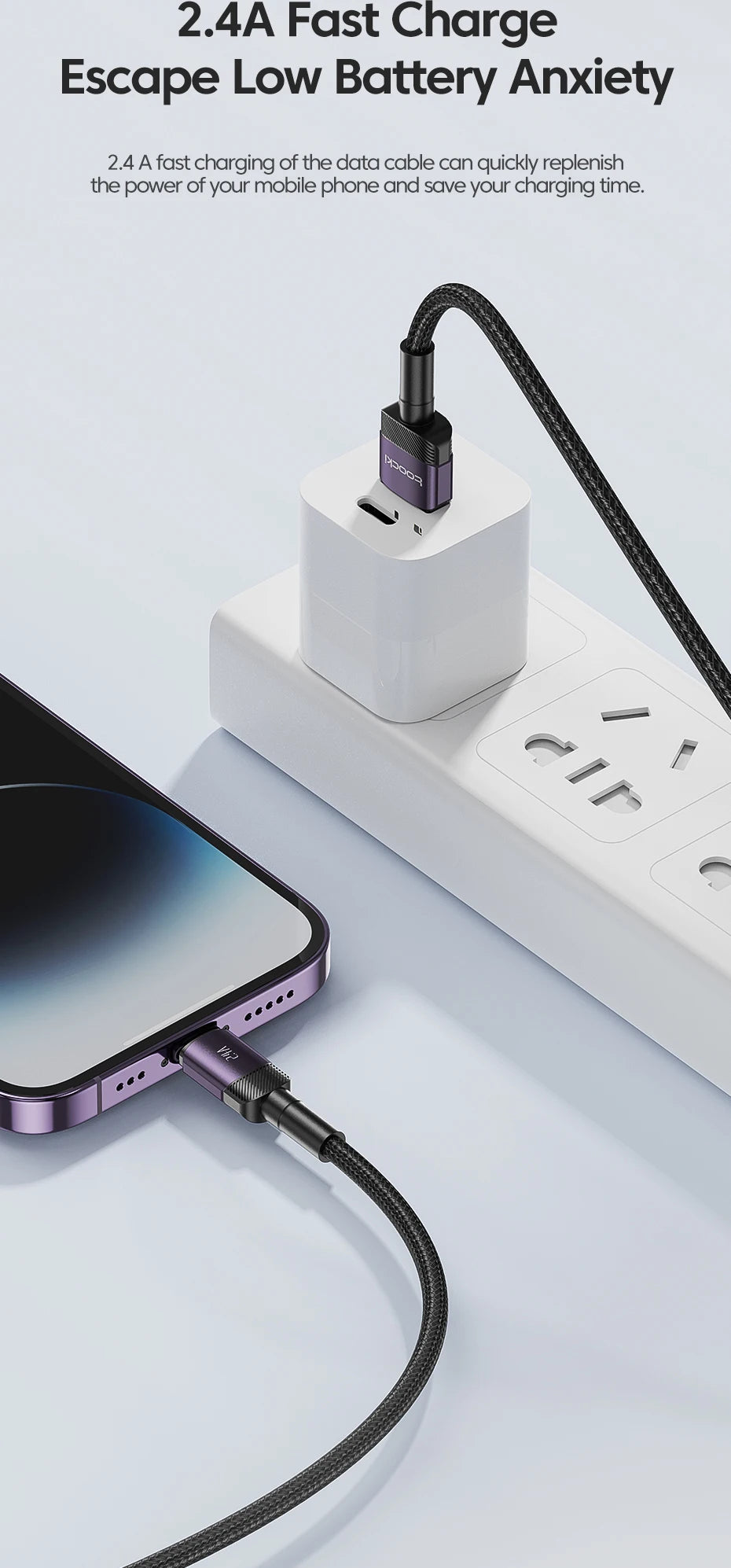 Toocki USB Cable For iPhone 14 13 12 Pro Max X XS XR 8 7 Plus iPad Fast Charging Charger Aluminum iP Cable For iPhone Data Cord Pi-Mart