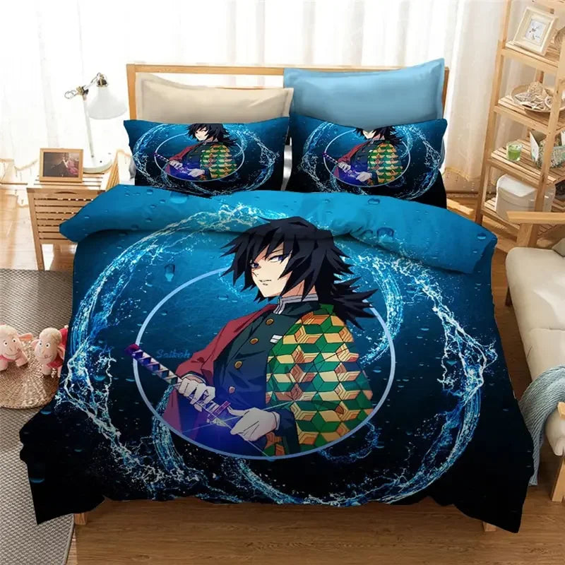Anime Demon Slayer Duvet Cover Pillowcase 3D Printed Bedding Set Double Twin Full Queen King Adult Kids Bedclothes Quilt Cover Pi-Mart