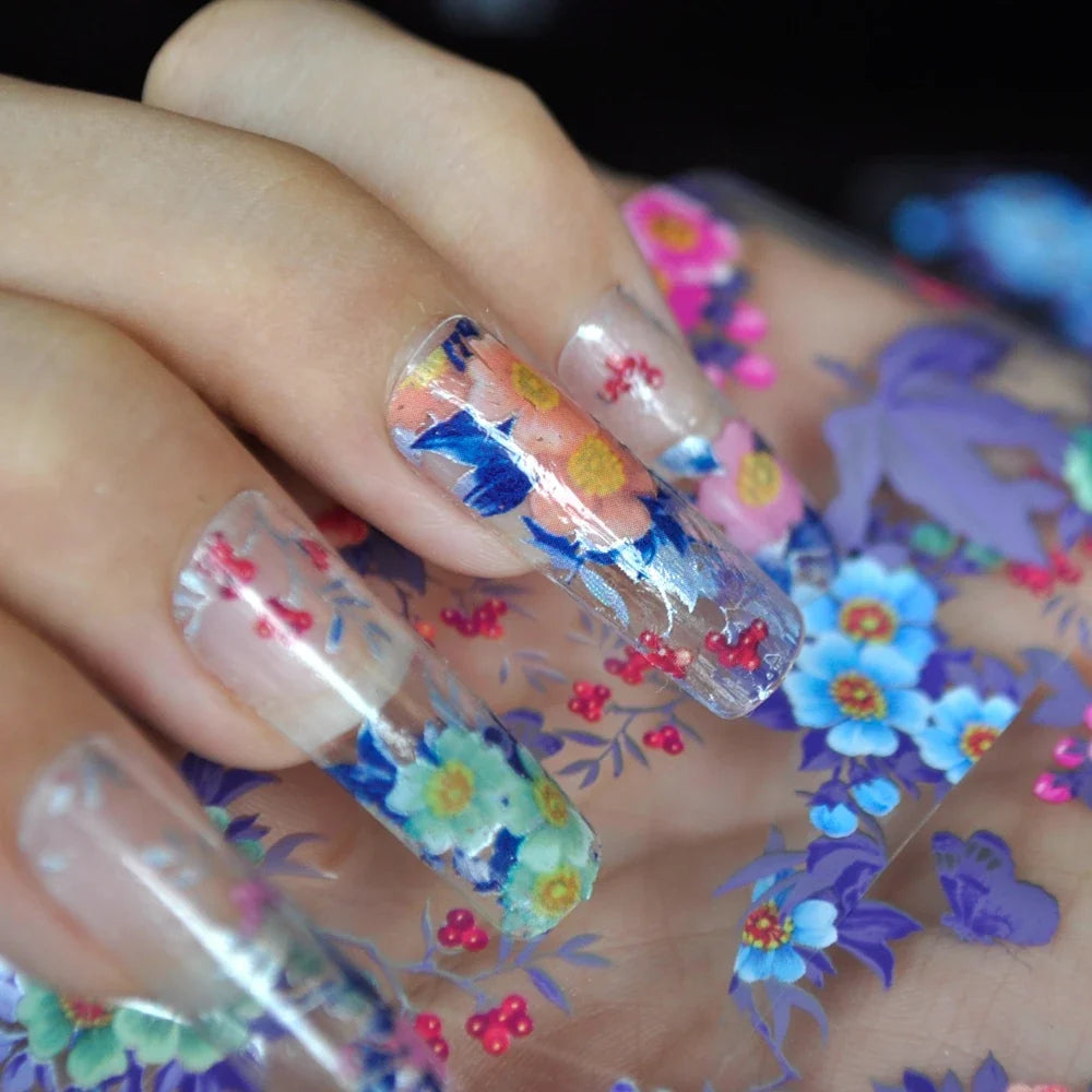 More Than 250 Design Beautiful Designed Nail Art Product Nail Glue transfer Foil Beautiful Flower Purple Orange Tri Light Beauty