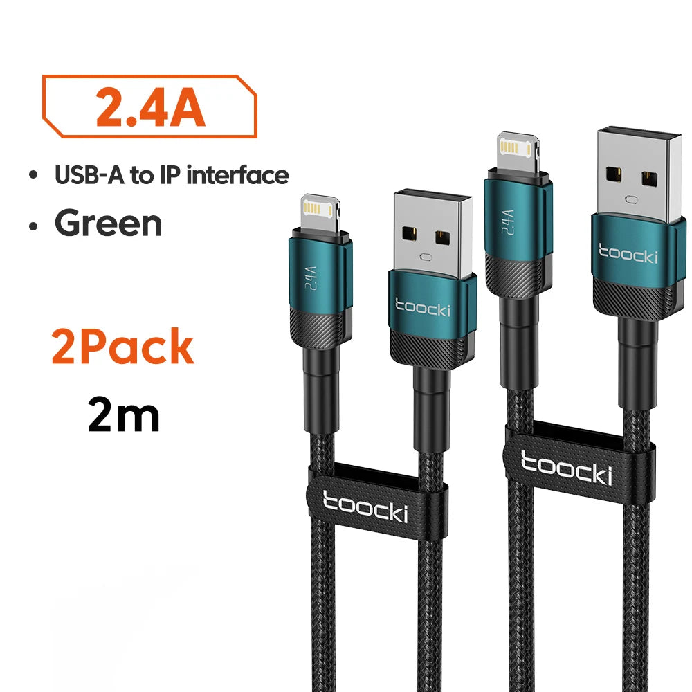 Toocki USB Cable For iPhone 14 13 12 Pro Max X XS XR 8 7 Plus iPad Fast Charging Charger Aluminum iP Cable For iPhone Data Cord Pi-Mart