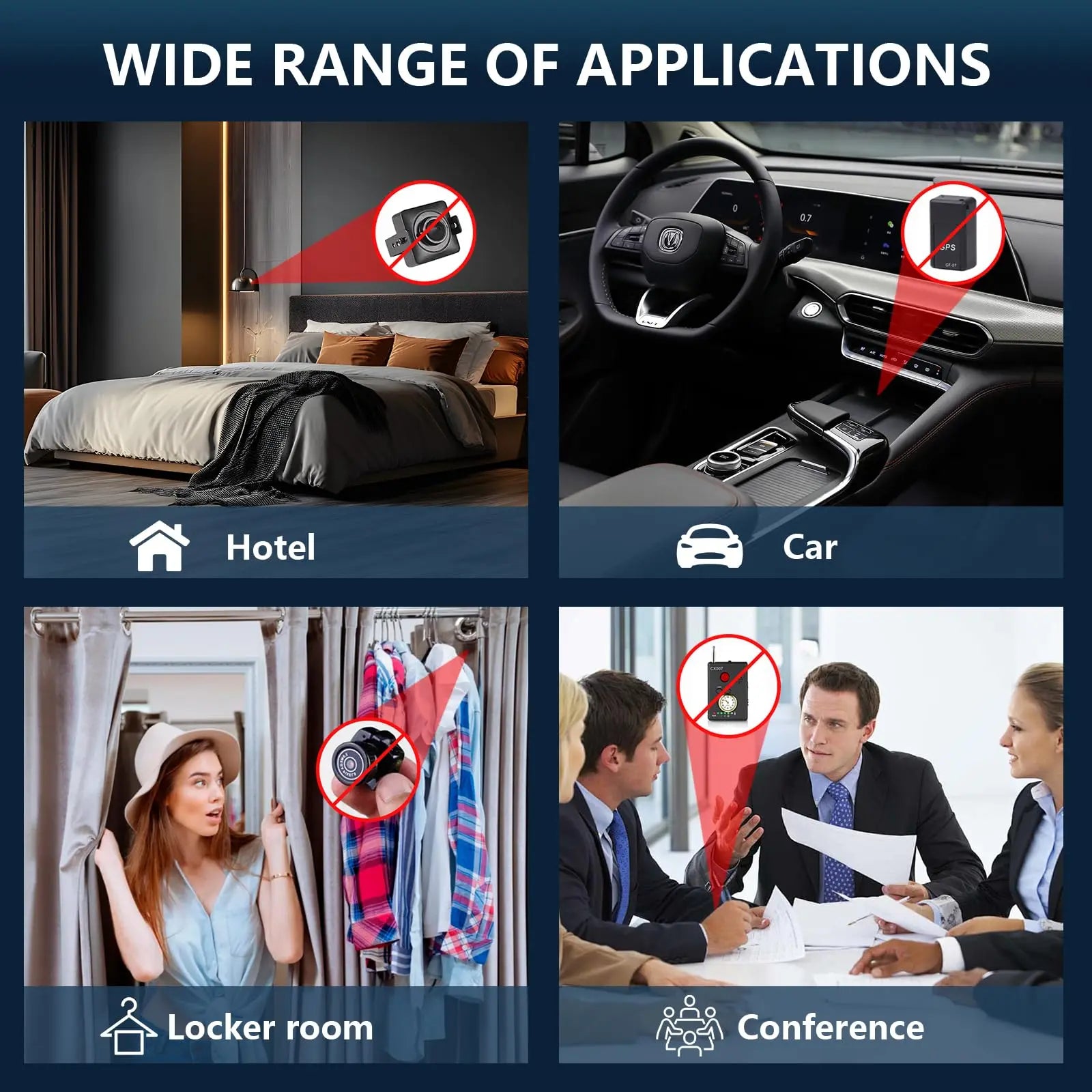6-in-1 Anti-Spy Hidden Camera Detector GPS Tracker Finder RF Signal Eavesdropping Device Scanner for Hotel Travel Privacy LadyShow.Store