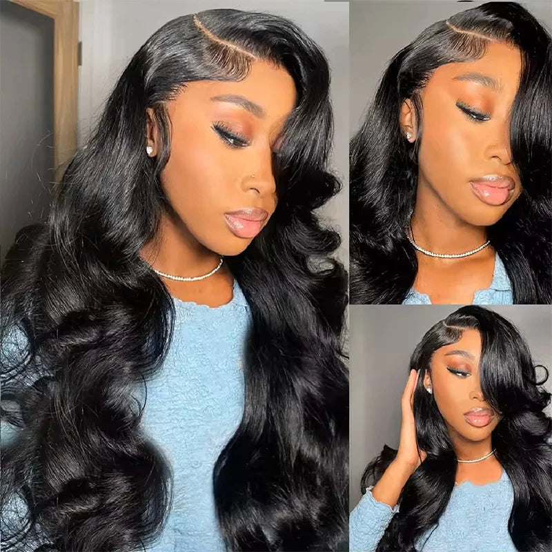 180-220% Density 16-40 Inch Natural Black 13x6 13x4 HD Transparent Lace Front Wigs Human Hair Body Wave Water Wave Brazilian Transparent Lace Frontal Wig For Women Human Hair Black Wigs Pre-Plucked Prebleached  Promotional Sale Suitable Parties Gatherings LadyShow.Store