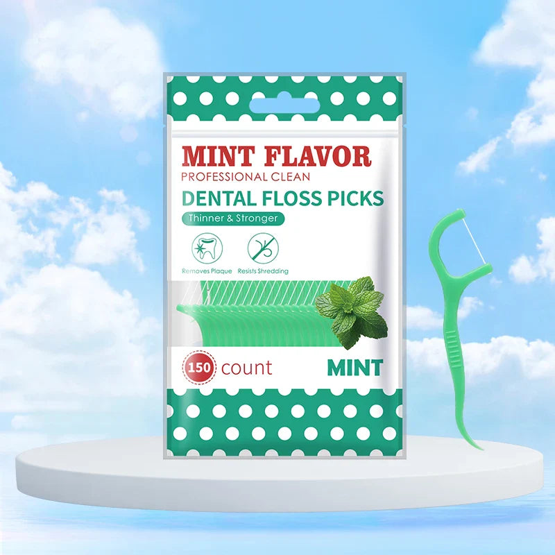 Mint dental floss stick - home portable disposable care dental floss stick - oral care - deep cleaning - interdental cleaning pr Tri Light Beauty
