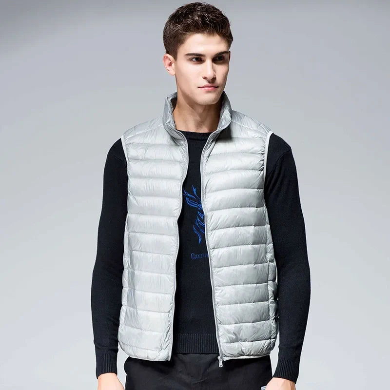UETEEY 2026 Winter Sleeveless Puffer Vest Jacket Men Packable White Duck Down Waistcoat Lightweight Waterproof Casual Man Coat LadyShow.Store
