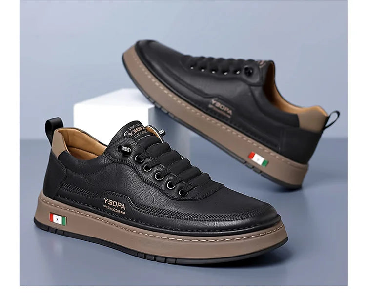 New Large Size 38-48 Leather Men's Sneakers Fashion Casual Men's Platform Sneakers Spring Autumn Designer Board Shoes Man Pi-Mart