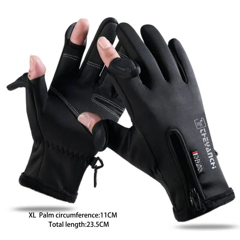 Winter Fishing Gloves 2 Finger Flip Waterproof Winter Gloves Windproof Photograph Men Women Warm Protection Fish Angling Gloves Pi-Mart
