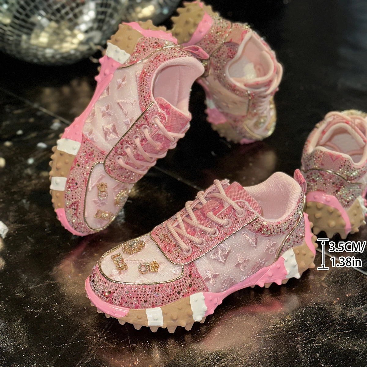 Luxury Designer Women's Sneakers Fashion Luxury Rhinestone Ladies Shoes 2026 New Outdoor Platform Female Sports Shoes Vulcanize Pi-Mart