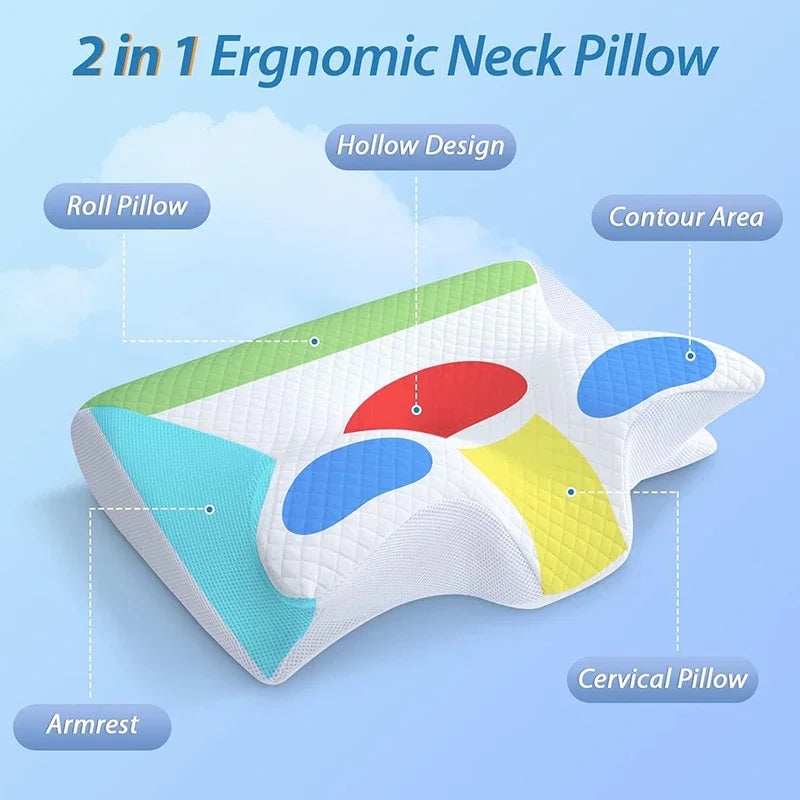Sleep Memory Pillow Butterfly Memory Foam Neck Pillows Contoured Sleep For Neck Pain Relief Stomach Support Comfortable Pillow Pi-Mart