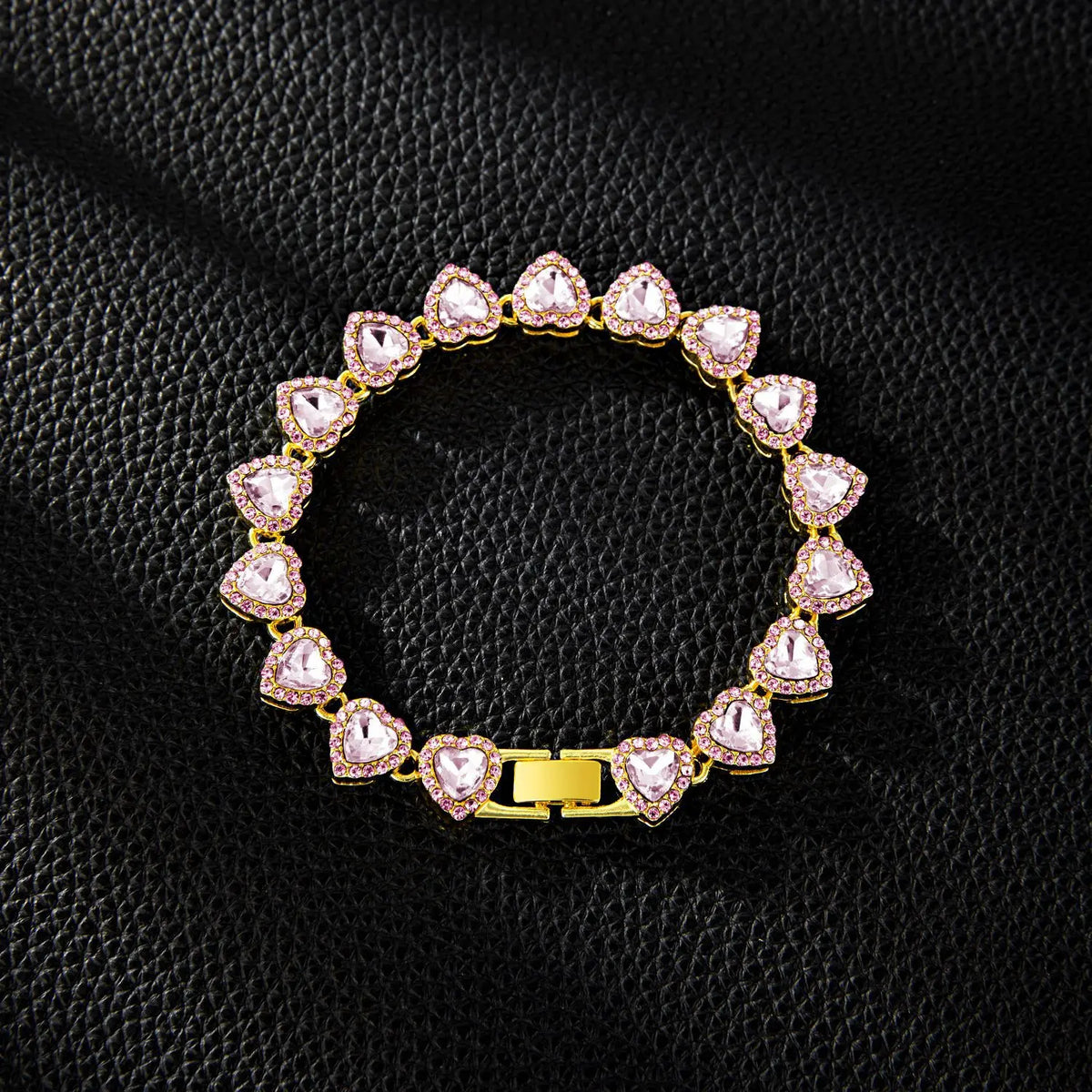 Yupsk 45CM/20CM Shiny Heart Rhinestone Hip Hop Rock Tennis Chain Bracelet Necklace for Women Men Trendy Jewelry Set Gift Pi-Mart
