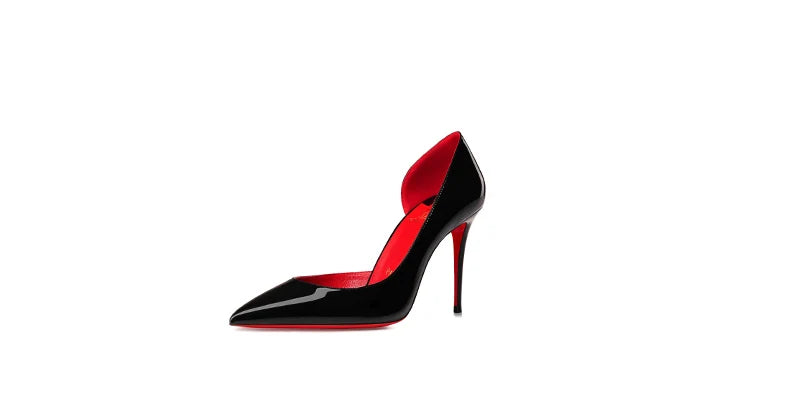 Elegant Hollow Women's High Heels 2026 Luxury Brand Black Pointed Toe Pumps Red Shiny Bottoms Sexy Fashion Ladies Shoes Women Pi-Mart