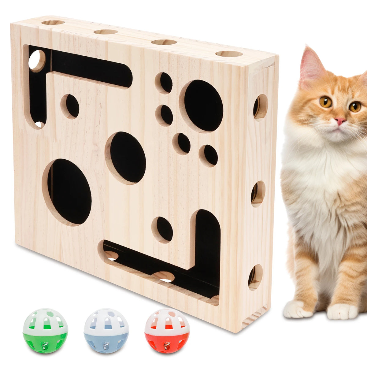 Cat Nail File Box Toy with Bell Ball and Sandpaper Inside Cat Scratch Puzzle Play Nail Care Interactive Pet Toy Stress Free Pi-Mart