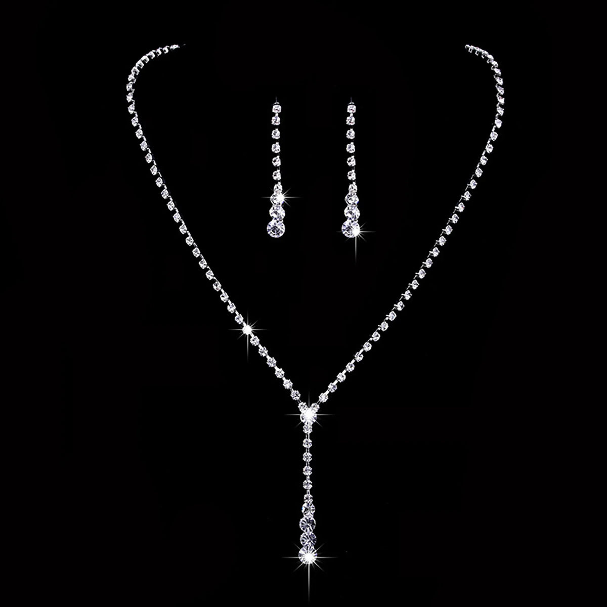 Women's Necklace Earrings Set Zircon Dangle Earrings Set Exquisite Wedding Party Jewelry Set for Anniversary Mother's Day Gift Pi-Mart