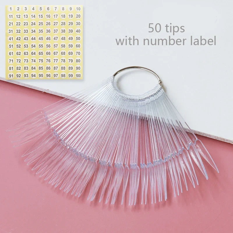 80/50/20pcs Nail Display Sticks Nail Swatch False Nail Tips Nail Gel Polish Practice Clear Display Board for Nail Art Tools Tri Light Beauty