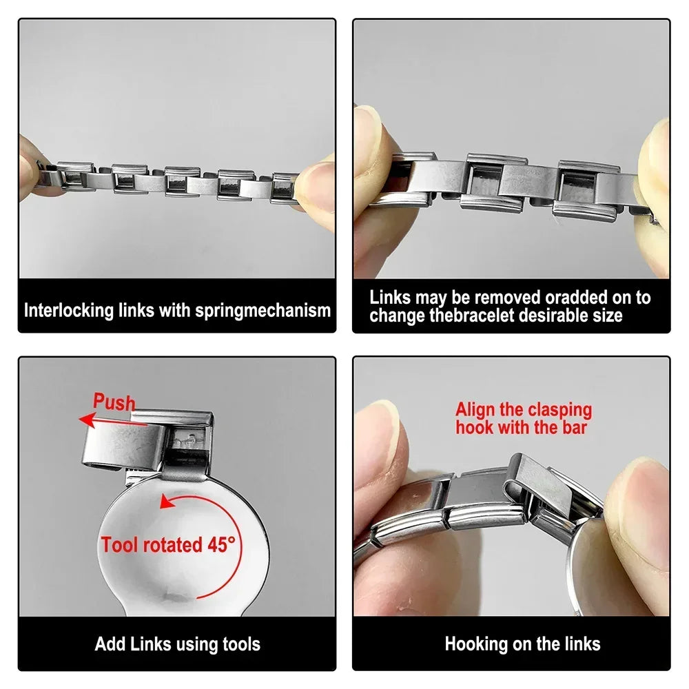 Italian Charm Link for Women Men 9mm Width Silver Gold Color Chain Stainless Steel Bracelet on Hand DIY Making Jewelry Wholesale Pi-Mart