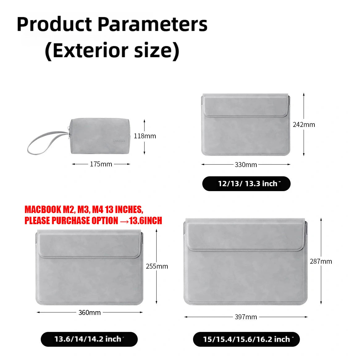 Laptop Sleeve Case 13 14 15 15.6 Inch For Huawei HP DELL Liner Sleeve Bag For Macbook Air Pro 13 13.6 M4 Notebook Bags Men Women Pi-Mart