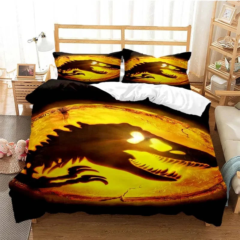 Jurassic Park Bedding Set Cartoon Kids Duvet Cover Set Pillowcase Queen King Double Bed Home Dropshipping King Size Bedding Set Pi-Mart