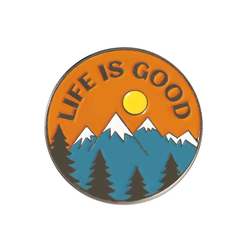 Scenic Snow Mountain Pine Tree Pattern Enamel Pin Social Power Brooch Custom Bag Lapel Shirt Badge Fun Cartoon Jewelry Gift for Pi-Mart