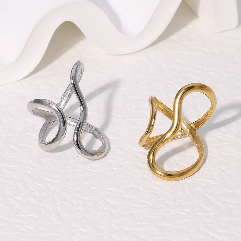 Fashion Stainless Steel Waterproof Open Ring Personality Charms PVD Real Gold 18K Plated Trendy Jewelry for Women Pi-Mart